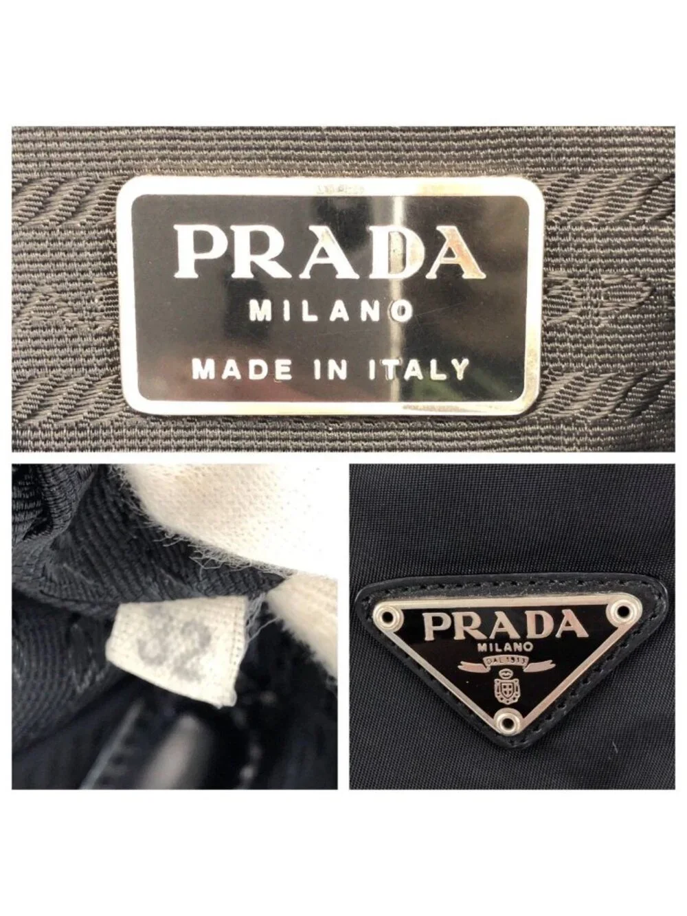 Prada Tessuto Black Silver Nylon Leather Backpack